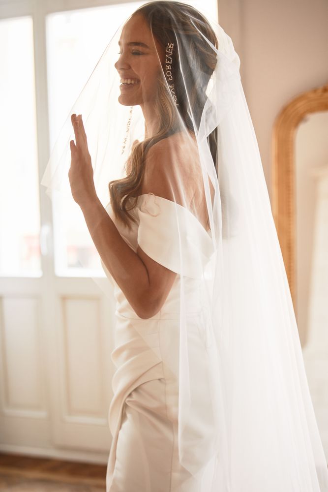 Tulle veil with beading - Love forever, me+you Accessoires